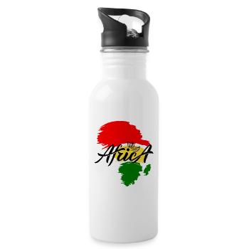 Africa Afro Portrait Pop Art - Water bottle with straw - white - Right