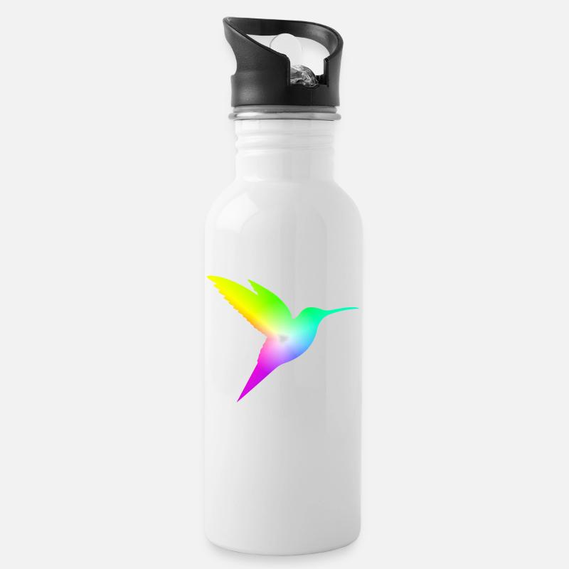 Oiseau dégradé - Gourde avec paille intégrée - blanc