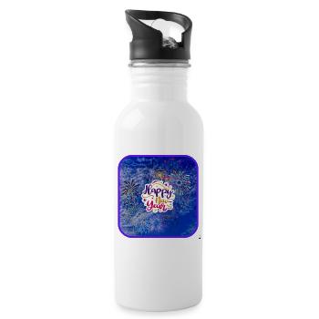 Happy new year - Water bottle with straw - white - Right