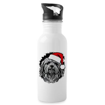 Weihnachten Hund süß lustig Hunde Tier Welpe 6 - Trinkflasche mit integriertem Trinkhalm - Weiß - Rechts