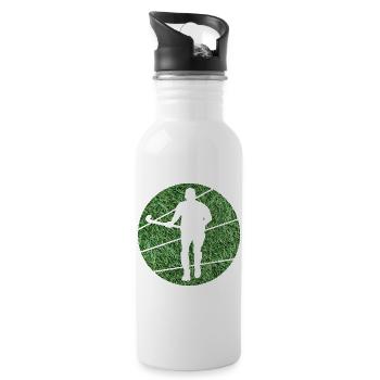 Feldhockey Hockeysport "Kunstrasen Hockeyspieler" - Trinkflasche mit integriertem Trinkhalm - Weiß - Rechts