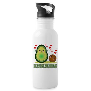 Lustige Fernbeziehungsgeschenke - AVOCADO VERGEBEN - Trinkflasche mit integriertem Trinkhalm - Weiß - Rechts