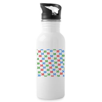 30, unisex, geburtstagsmuster - Trinkflasche mit integriertem Trinkhalm - Weiß - Rechts