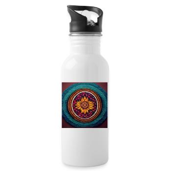 Boho Mandala Abstract - Water bottle with straw - white - Right