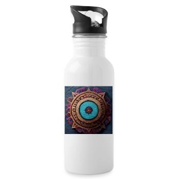 Boho Mandala Abstract - Water bottle with straw - white - Right