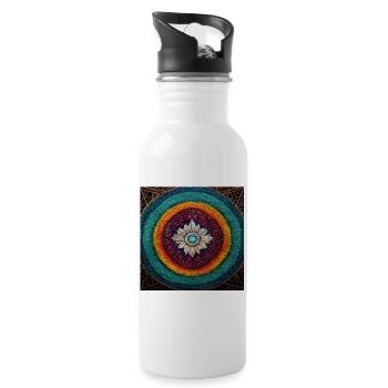 Boho Mandala Abstract - Water bottle with straw - white - Right