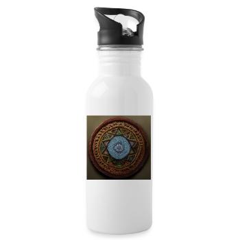 Boho Mandala Abstract - Water bottle with straw - white - Right