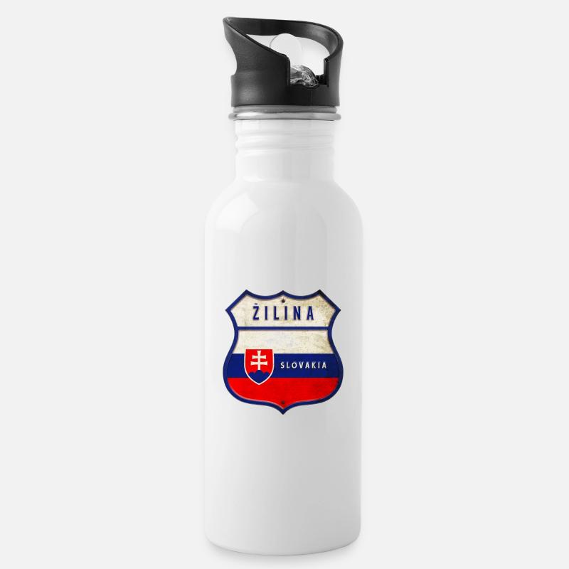 Žilina Slowakei Wappen Flaggen Design - Trinkflasche mit integriertem Trinkhalm - Weiß
