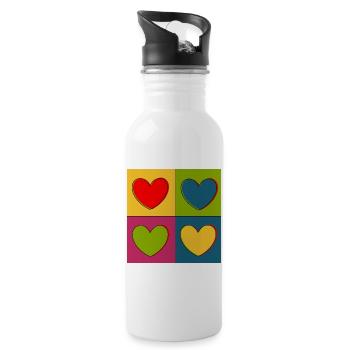 Cadeau pour la fête des mères : Idée de cadeau pour la fête des mères - Gourde avec paille intégrée - blanc - Droite