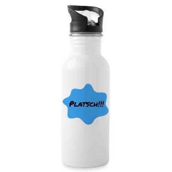 Platsch Blau Farbklecks - Trinkflasche mit integriertem Trinkhalm - Weiß - Rechts
