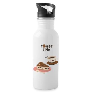 Kaffeezeit 3 - Trinkflasche mit integriertem Trinkhalm - Weiß - Rechts