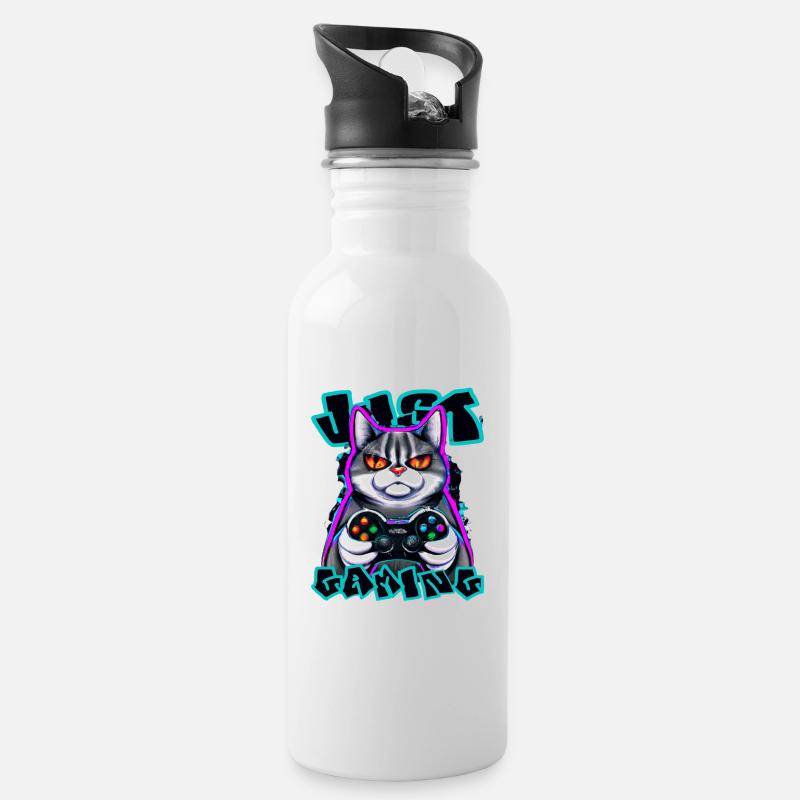 Gamingcat - Water bottle with straw - white