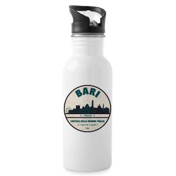 Bari Italia Skyline Emblem - Trinkflasche mit integriertem Trinkhalm - Weiß - Rechts