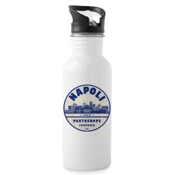 Napoli Skyline Vintage Abzeichen - Trinkflasche mit integriertem Trinkhalm - Weiß - Rechts