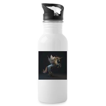 Magisches Blumen Einhorn - Trinkflasche mit integriertem Trinkhalm - Weiß - Rechts