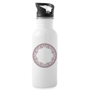 Nostalgie Tortenspitze Etikett in Altrosa - Trinkflasche mit integriertem Trinkhalm - Weiß - Rechts
