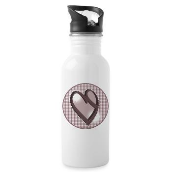Nostalgie Etikett in Altrosa mit Kalligrafie Herz - Trinkflasche mit integriertem Trinkhalm - Weiß - Rechts
