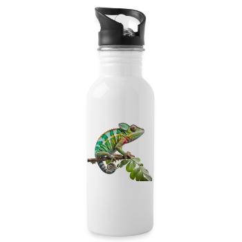 Colorful chameleon life - Water bottle with straw - white - Right