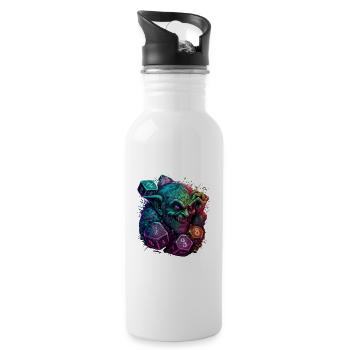 Chaos und Farbe: Der Troll von LoL - Trinkflasche mit integriertem Trinkhalm - Weiß - Rechts