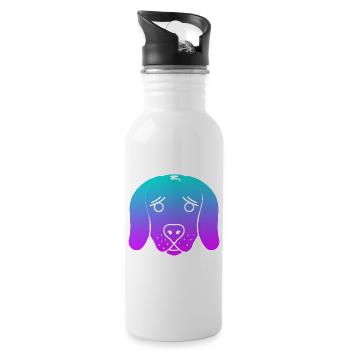 Hund (Verlauf) - Trinkflasche mit integriertem Trinkhalm - Weiß - Rechts