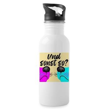 Hunde Gassi Gespräche - Hundewelpen lustig - Trinkflasche mit integriertem Trinkhalm - Weiß - Rechts