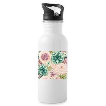 Floral Design 14 - Trinkflasche mit integriertem Trinkhalm - Weiß - Rechts