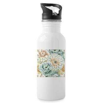 Floral Design 3 - Trinkflasche mit integriertem Trinkhalm - Weiß - Rechts