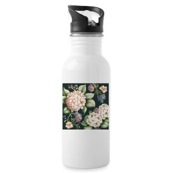 Floral Design 26 - Trinkflasche mit integriertem Trinkhalm - Weiß - Rechts