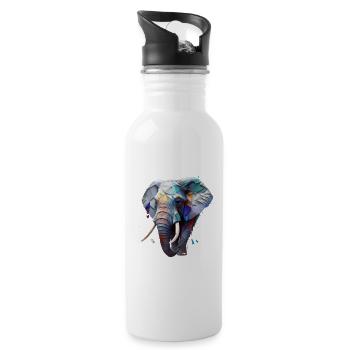 Wild und frei - Elefant - Trinkflasche mit integriertem Trinkhalm - Weiß - Rechts