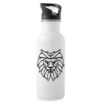 Geometric lion head with red eyes - Water bottle with straw - white - Right