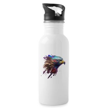 Mächtiger Adler: Ein modernes Ölbild - Trinkflasche mit integriertem Trinkhalm - Weiß - Rechts
