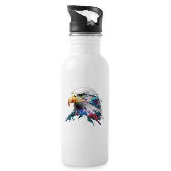 Mächtiger Adler: Ein modernes Ölbild - Trinkflasche mit integriertem Trinkhalm - Weiß - Rechts