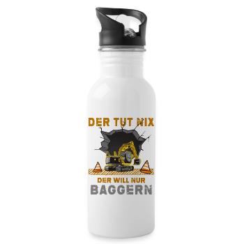 Bagger Baggerfahrer will baggern Baggerschaufel - Trinkflasche mit integriertem Trinkhalm - Weiß - Rechts