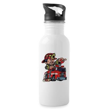 Firefighter Firefighter Fire Engine Lifesaver - Water bottle with straw - white - Right