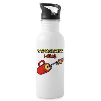 Feuerlöscher Brennen Feuer Feuerwehr Statement - Trinkflasche mit integriertem Trinkhalm - Weiß - Rechts