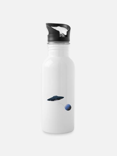 UFO PEACE Star Clusters - Water bottle with straw - white