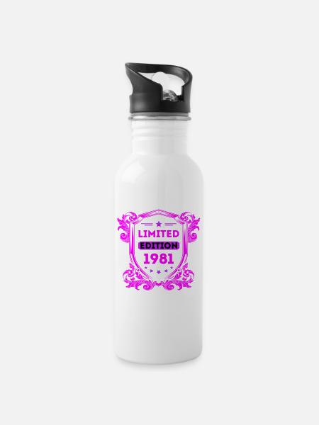 1981 - Trinkflasche mit integriertem Trinkhalm - Weiß