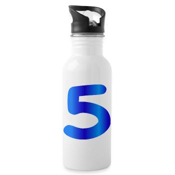 5 years birthday blue - Water bottle with straw - white - Right