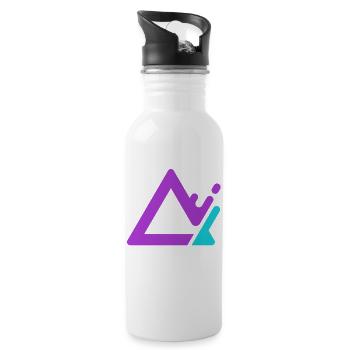 Geometrische Kronenform in Lila - Trinkflasche mit integriertem Trinkhalm - Weiß - Rechts