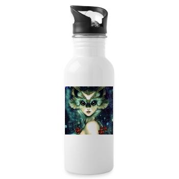 The wise and wonderful owl girl - Water bottle with straw - white - Right