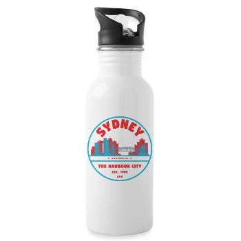 Sydney Hafenstadt Skyline Badge - Trinkflasche mit integriertem Trinkhalm - Weiß - Rechts