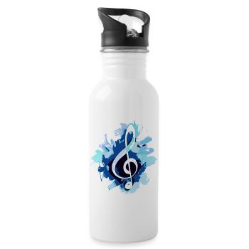 Musik Notenschlüssel - Trinkflasche mit integriertem Trinkhalm - Weiß - Rechts