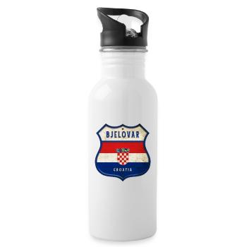 Bjelovar Croatia flag crest design - Water bottle with straw - white - Right