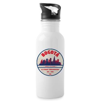 Bogotá Skyline Retro Badge - Water bottle with straw - white - Right