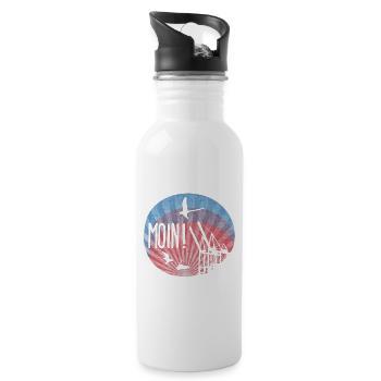 Moin! Ver. 2 - Trinkflasche mit integriertem Trinkhalm - Weiß - Rechts