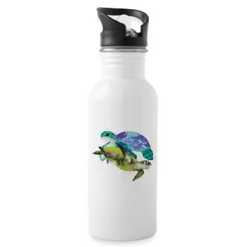 Aquarell Leitfähige Tropfen Schildkröte - Trinkflasche mit integriertem Trinkhalm - Weiß - Rechts