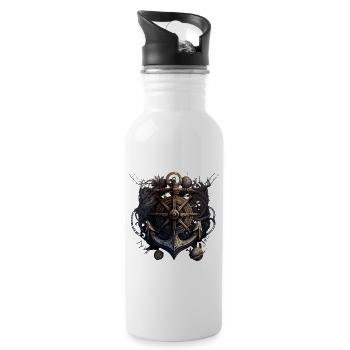 Beau motif maritime d’une ancre avec boussole - Gourde avec paille intégrée - blanc - Droite