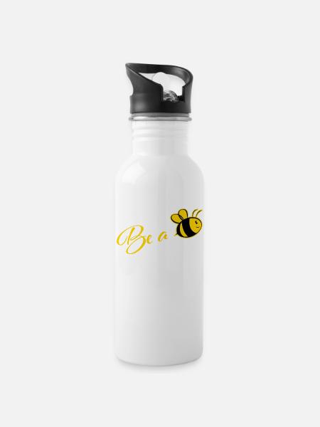 Bee be a - Trinkflasche mit integriertem Trinkhalm - Weiß