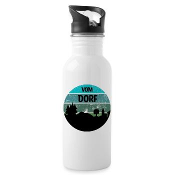 Dorf / Dorfkind - Trinkflasche mit integriertem Trinkhalm - Weiß - Rechts