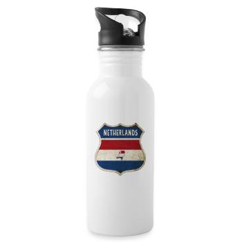 Netherlands coat of arms flag design - Water bottle with straw - white - Right